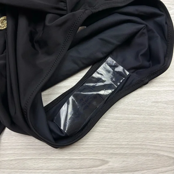 L'AGENCE Lisa Plunge One-Piece Swimsuit Black Gold Coin Size XL - Picture 13 of 16